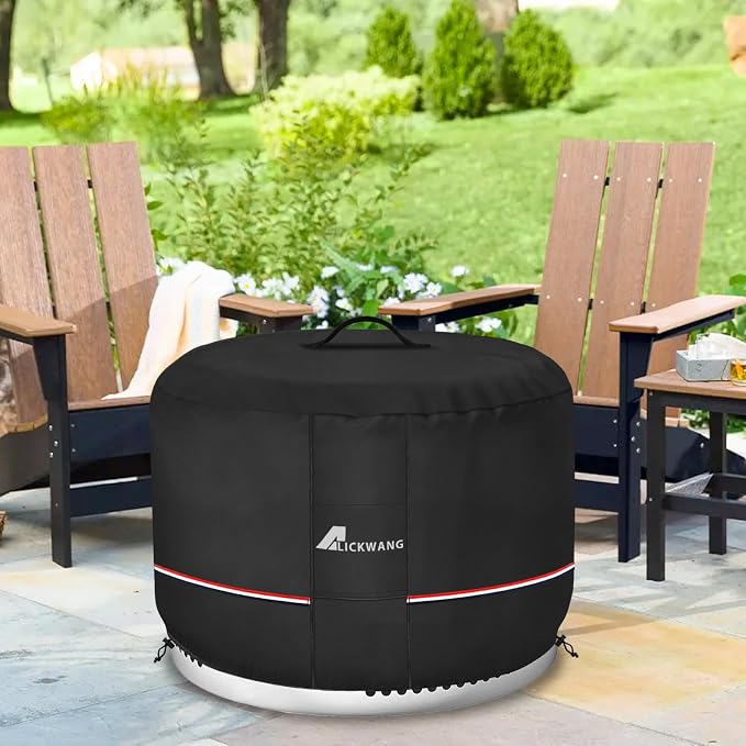 Fire Pit Cover for Solo Stove Bonfire,600D Tear-Resistant Heavy Duty Durable 100% Waterproof 20-22 Inch Smokeless Fire Pit Cover, Patio Weatherproof Gas Fire Pit, Black 22"x16"