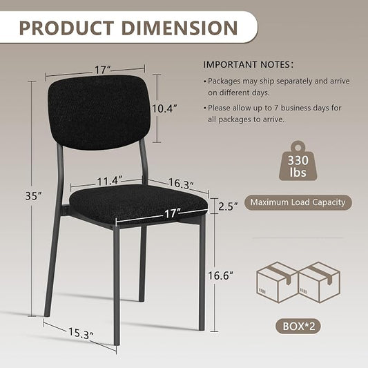 Einhomn Upholstered Dining Chairs Set, Modern Stackable Dining Room Chairs with Soft Velvet Backrest, Kitchen Chairs with Sturdy Metal Legs for Living Room, Restaurant, Set of 6,Black