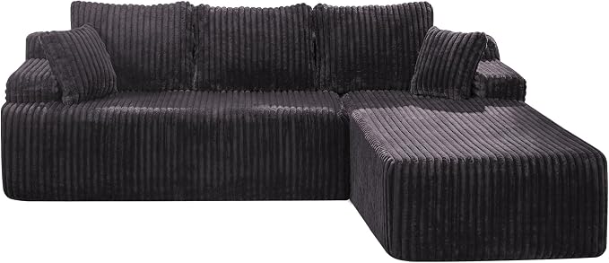 Hobestluk Boneless Couch Modular Sectional Sofa for Living Room Furniture | 98" Right Facing Chaise Darkgrey,Memory Foam,Removable Cover,Non-slip Bottom,No Assemble Required,Furniture for Apartment