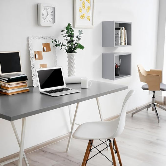 Kaboon Universal Tabletop 55x27.5 in Silver Grey, Melamine Table Tops One-Piece Sit Stand Desk Top, Home and Commercial use