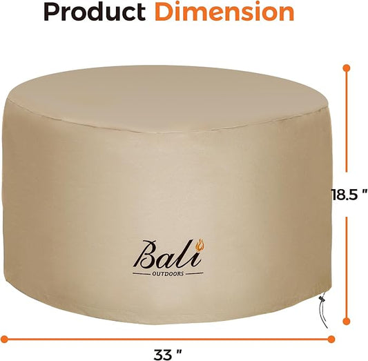 BALI OUTDOORS Round Fire Pit Covers Waterproof and Weather Resistant PVC Material, 33.07"D 18.50"H, Brown