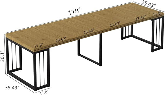 Lasageldar 118" Extendable Dining Table for 2-10 People, Modern Space-Saving Wood Dinner Table for Kitchen Dining Living Room Outdoor Patio (Wild Oak)