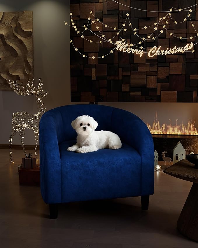 GarveeHome Accent Chair for Living Room Barrel Club Chair with Soft Padded Seat & Sturdy Legs for Bedroom Waiting Room Reception Chairs - Blue
