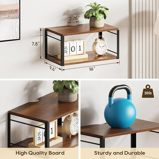 Floating Nightstand, Wood Bedside Shelf Wall Mounted Nightstand, Floating Bedside Table Wall Shelf for Bedroom, Living Room, Bathroom, Kitchen, Office (Vintage Brown)