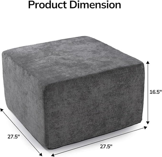 MONVANE Ottoman for Modular Sectional Cloud Couch, Chenille Deep Seat Boneless Couch for Living Room, Bedroom and Apartment, No Assembly Required, DIY Combination, Grey