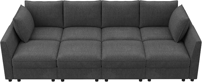 HONBAY Modular Sofa Sectional Sleeper Couch with Storage Seat Reversible Sectional Sleeper Couch Modular Sofa - Snowflake Velvet Grey