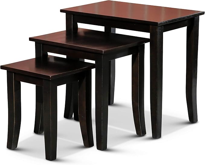 DTY Indoor Living 3-Piece Nesting Tables - Wooden Table Set of 3 for Living Room - Stackable Tables with Sleek Espresso Finish for Stylish and Space-Saving Home Furniture
