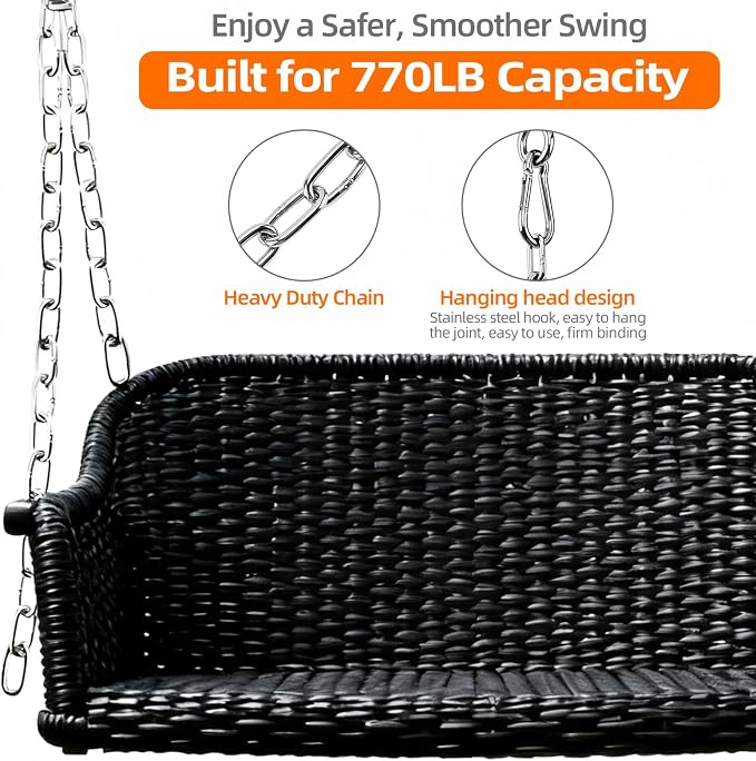 Yaeccc Heavy Duty Porch Swing Hanging Chain Kit,2 Pack Stainless Steel Porch Swing,1500 Lbs Capacity, Indoor/Outdoor Hanging Hardware (Silver, 105'' Long Chain)