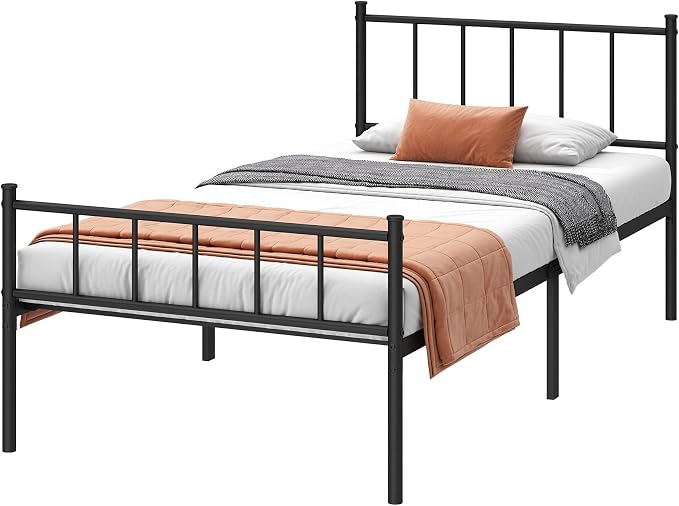 DIIYIV Twin Metal Bed Frame,Steel Slat Support,Noise Free,Easy Assembly | Twin Size Bed,Mattress Foundation,Underbed Storage,No Box Spring Needed