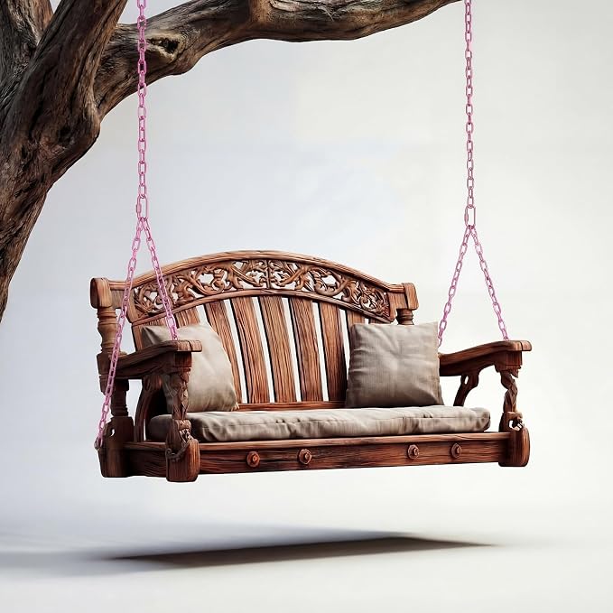 Heavy Duty Porch Swing Hanging Chain Kit (2 Pack) 1500 Lbs Capacity, Up to 7.1ft Length- Rustproof Zinc-Plated, 4 Quick Links & 2 Y-Chain Assemblies, Indoor/Outdoor Hanging Hardware(Pink)