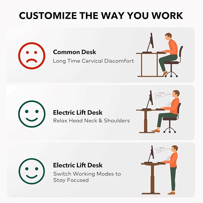 Cubiker L Shaped Standing Desk, 63" Electric Height Adjustable Corner Standing Desk L Shape, Sit Stand Home Office Desk with Splice Board, Rustic Brown Top