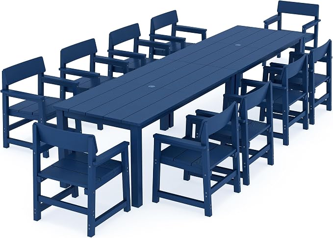 Jocoevol 12 Piece Patio Dining Set for 10 Person HIPS Outdoor Dining Sets with Umbrella Hole Tables and Chairs Furniture Set All Weather Proof for Garden, Backyard, Poolside