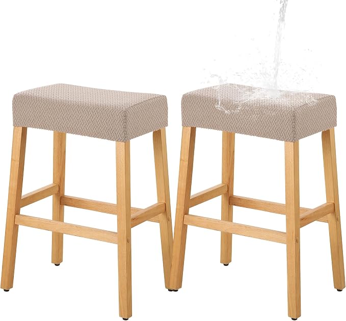 YISUN Stool Covers Rectangle - 2 Pack Stretch Waterproof Saddle Seat Cover Counter Bar Stools Bar Chairs Covers Kitchen Island Chairs Cushion Protector