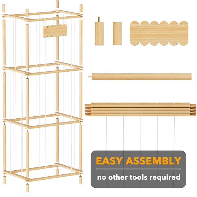 SpaceAid Stuffed Animal Storage Organizer, Wood Animals Zoo Toy Plushies Storage Holder, Large Capacity Plush Toy Cage for Playroom Organization, 22.8" Wide, Natural
