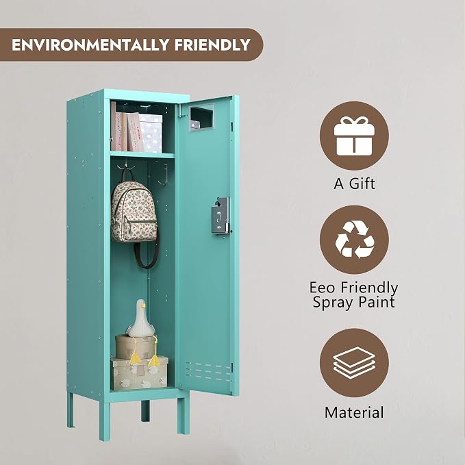 BUTISOW Metal Kids Locker,Metal Cabinet Storage Lockers,Lockable for Employees with Door,54" Height Steel Locker,Lockable Steel Locker for Children's Room, Playroom, School,Gym