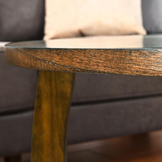 Round Wood Coffee Table, Solid Hardwood Coffee Tables for Living Room, Mid-Century Modern Coffee-Table with Criss-Cross Legs, 33.5" D x 17.7" H, Designed Home Furniture, Easy Assembly, Center Table