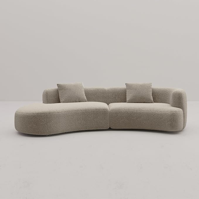 Acanva Formia Boucle Curved Sectional Couch for Living Room | Modular Sofa, Modern Minimalist, Wood Frame, For Apartment, Home Office