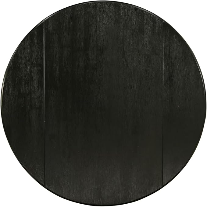 East West Furniture DLT-ABK-TP Dublin Dining Table - a Round Wooden Table Top with Dropleaf & Pedestal Base, 42x42 Inch, Wirebrushed Black