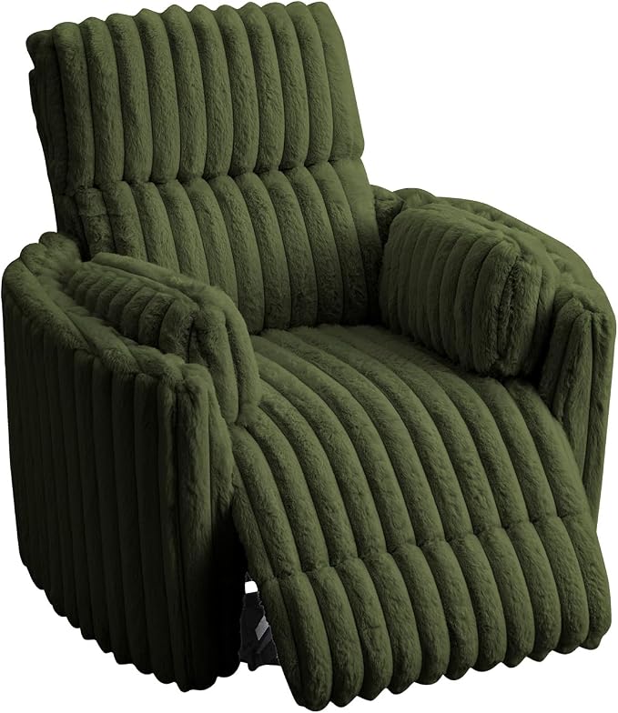 Jocisland Power Recliner Nursery Chair for Adults, Electric Swivel Rocking Glider with USB & Type-C, Soft Fabric Armchair with 2 Pillows, Cozy Reclining Sofa for Living Room, Bedroom, Green