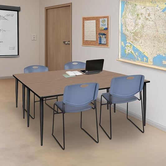 Romig Arco 60 x 24 in. Training Seminar Table- Noble Oak Top, Black Tapered Legs