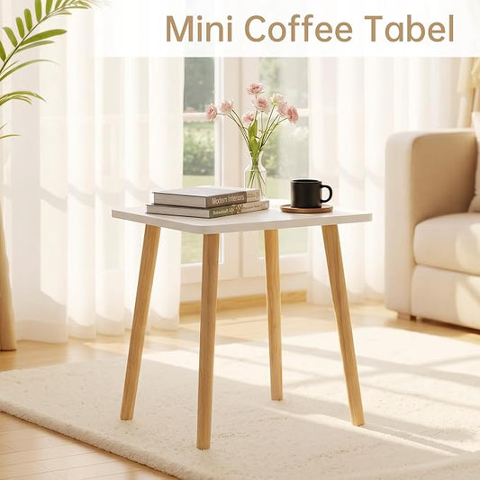 FORAOFUR Small Side Table, Modern Wood Mini Coffee Table, Easy Assembly Compact End Table for Living Room Bedroom Sofa, Minimalist White Accent Furniture for Small Spaces