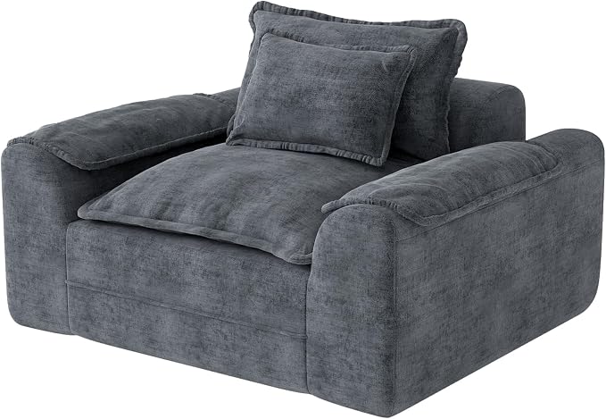 Hobestluk Cloud Single Sofa Memory Foam Couch with Deep Seat L Shaped Sofa with Removable Cover Large Couch for Living Room (Blue Grey, Single Sofa)