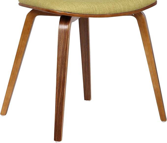 Armen Living Jaguar Mid-Century Dining Chair in Walnut Wood and Green Fabric