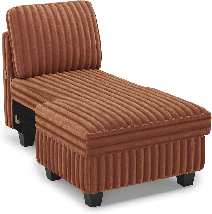 Belffin Modular Sectional Storage Chaise Module for Modular Sectional Sofa Left-Facing Chaise Brick Red Couch