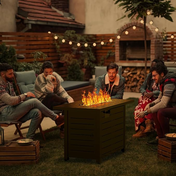 ZAFRO 43 Inch Propane Fire Pit CSA-Listed Outdoor Fire Table, 50,000 BTU Firepit Table with Lid and Lava Rock, Gas Fire Table for Outside Patio Garden Backyard Deck Balcony