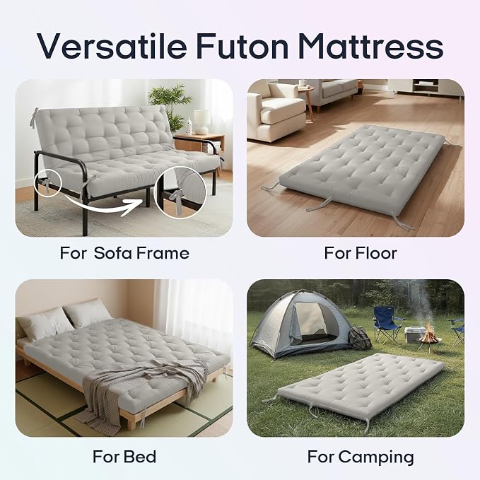 Syrinx Water Resistant Japanese Futon Mattress, 75"x39" Twin Size, 2.5 Inch Thick Japanese Floor Mattress Tatami Mat, Foldable Floor Bed Sleeping Pad for Guest Room Camping