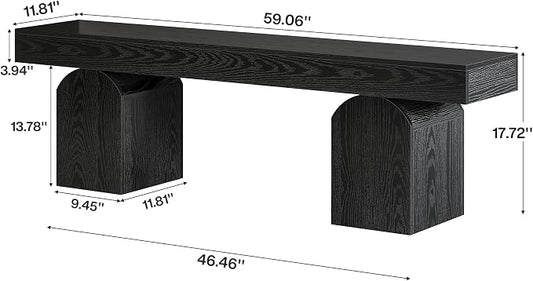 Tribesigns 59" Modern Entryway Bench, Black Wooden Shoe Bench with Arched Base, Sturdy End of Bed Bench for Entryway, Living Room & Bedroom