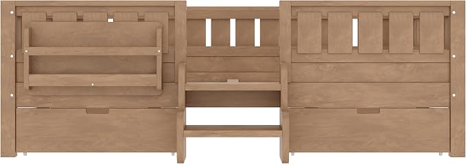 Bellemave Full Kids Montessori Bed with Stairs, Bookshelf and Drawers, Solid Wood Kids Bed Frame with Storage for Boys Girls, Low Profile,Dark Natural