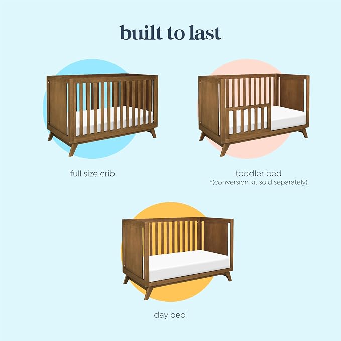 Davinci Otto 3-in-1 Convertible Baby Crib, GREENGUARD Certified, Walnut | Converts to Toddler Bed & Daybed, 4 Adjustable Mattress Heights - Toddler Conversion Kit Sold Separately, Easy to Assemble