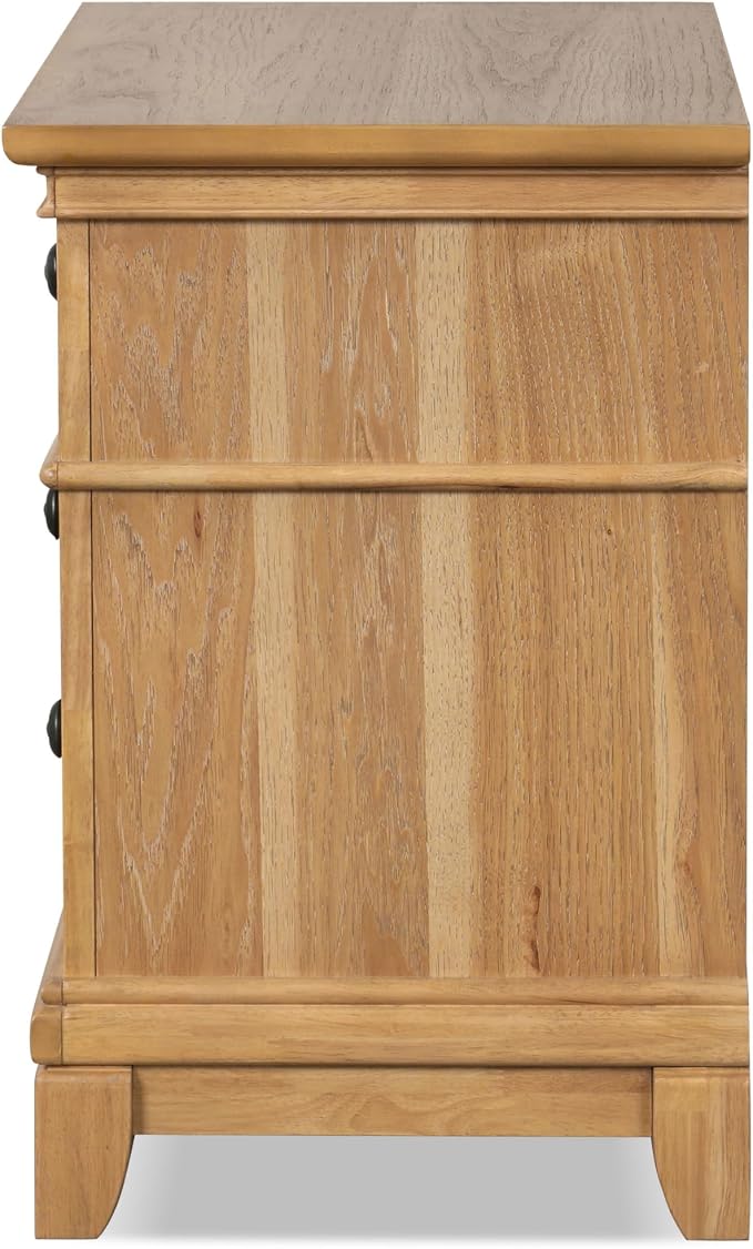 Furniture of America Yardley Farmhouse Solid Wood 3-Piece Bedroom Collection with Panel Bed and Nightstands Set of 2, Box Spring Required for Bedroom, Guess Room, Queen, Natural Oak
