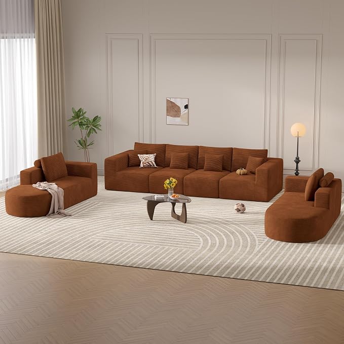Living Room Furniture Sets,Modern U Shaped Modular Sectional Sofa,Convertible Cloud Couches for Living Room,Comfy 4 Seater with 2 Chaise Furniture Set, Boneless Couch Sofa,1 PCS