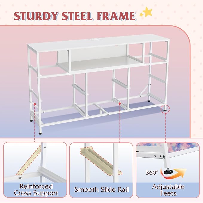 WLIVE Dresser TV Stand for 45, 50, 55 inch TV, Entertainment Center with LED Lights & Charging Station, Chest of Drawers with 8 Fabric Drawers for Living Room, Tie-dye Print (Pink, Purple, Blue)