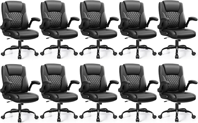 Leather Office Chair, PU Home Computer Desk Chairs with Ergonomic Back Support, 360°Swivel Free,Small Gaming Chair with Wheels and Adjustable Armrests, for Short People Use