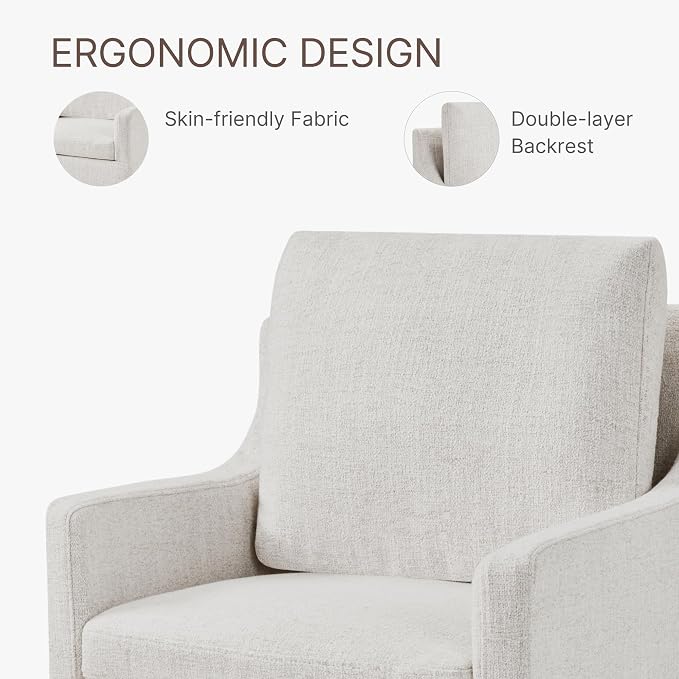 KISLOT Upholstered Dining Chairs Set of 2, Modern Dining Room Chairs with Casters & Washable Cover, Rolling Accent Chair with Comfy Backrest for Kitchen, Farmhouse, Living Room, Cream Beige, 2 Box