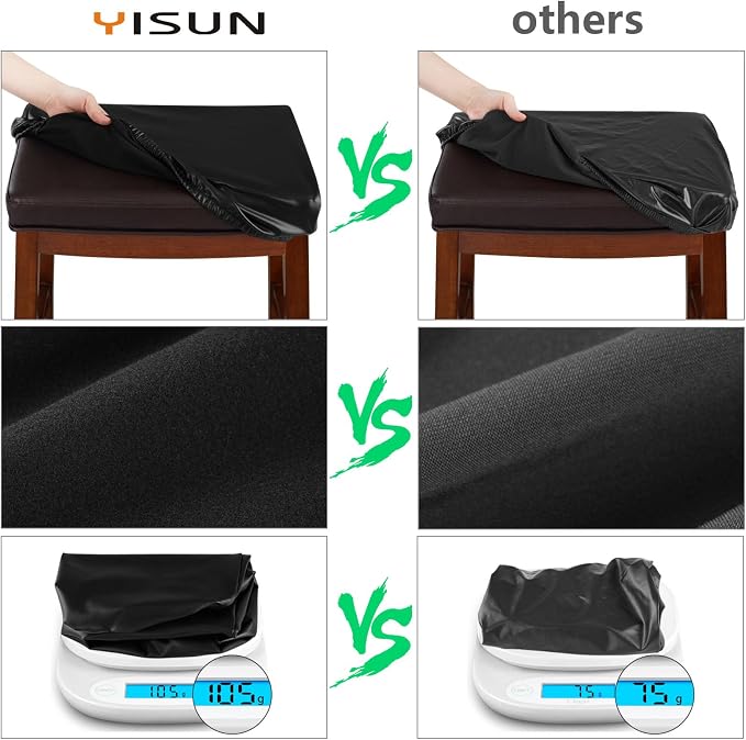 YISUN Stool Covers Rectangle - 4 Pack Stretch Oilproof Waterproof PU High Chair Cover Vanity Stool Cover Pub Counter Bar Stool Covers Saddle Seat Cover with Elastic Bands