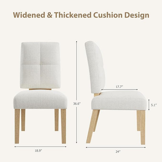 HOMRELEXA Wooden Dining Chairs Set of 4, Dining Room Chairs with Wood Legs, Cloud-Like Cushion & Reinforcement Structure Design for Kitchen/Living Room/Restaurant, Easy Assembly