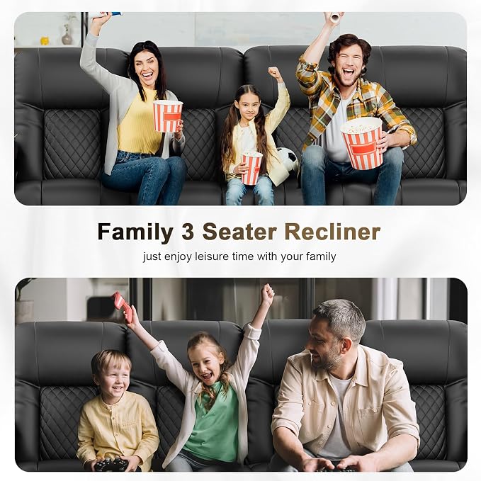 YONISEE 4 Seat Recliner Sofa with Flip Backrest Design, Loveseat Reclining Sofa with Storage Drawer, USB Ports, 2 Cell Phone Holder, Loveseat Recliner Couch for Living Room
