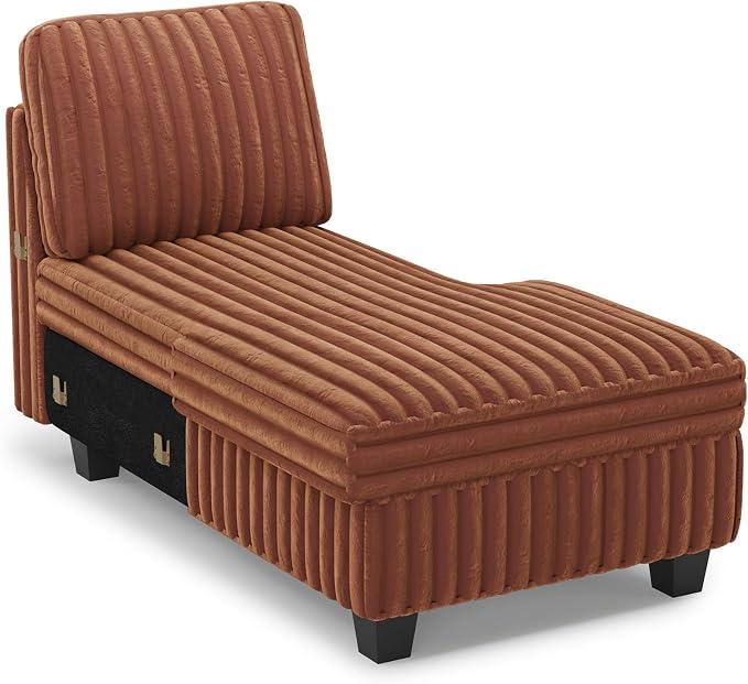 Belffin Modular Sectional Storage Chaise Module for Modular Sectional Sofa Right-Facing Chaise Brick Red Couch