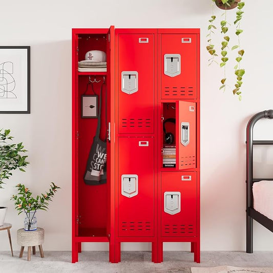 BUTISOW Metal Lockers - 66" Height Steel Lockers for Employees with 2 Door Storage Locker with Card Slot for Employees Gym School Home Office Garage - Assembly Required