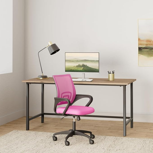 BestOffice | Ergonomic Office Chair | Mid-Back Swivel Desk Chair | Breathable Backrest & Lumbar Support | Adjustable Height | Sponge Seat | Rolling Wheels | Pink | for Adults & Women | Pack of 2