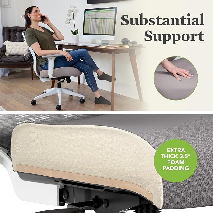 HON Altern Ergonomic Office Chair with Headrest, Mid‑Back Mesh Desk Chair, Adjustable Arms, Seat Slide, Synchro‑Tilt, Rolling Computer Seat for Home Office, White Frame, Black