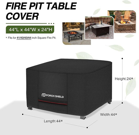 Porch Shield Square Patio Fire Pit Cover Fade Resistant Waterproof Outdoor Firepit Cover 44 x 44 inch for Gas Propane Fire Table