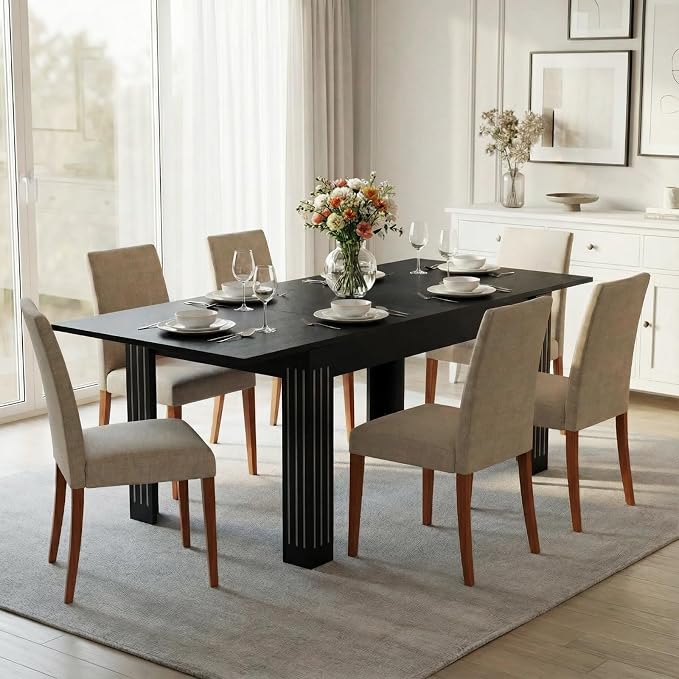 Sannwsg Extendable Table 54"-85", Extendable Dining Table for 4-8, Rectangular Kitchen Dining Table Space Saving, Farmhouse Dining Tables with 95" Runner