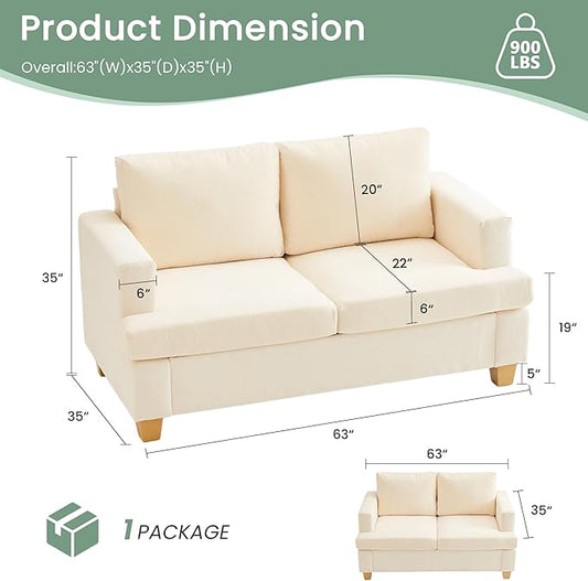 YOUDENOVA Sofa, 2 Piece Set Comfy Couch, 3 Seater & Loveseat Sofa with Deep Seats, Modern Sleeper Couch for Living Room, Beige Chenille