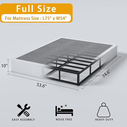 SHLAND Box Spring Full 10-Inch, Heavy Duty Metal Full Size Box Springs Mattress Foundation with Fabric Cover,Easy Assembly