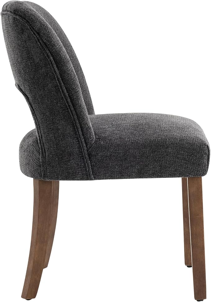 VKNOW Wooden Dining Chairs Set of 2, Modern Fabric Upholstered Dining Room Chair Kitchen Chairs, Farmhouse Dinner Chair for Kitchen Dining Room, Charcoal